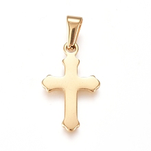 Honeyhandy 304 Stainless Steel Pendants, Cross, Golden, 24x14.5x1.5mm, Hole: 8x3mm