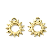 Honeyhandy 304 Stainless Steel Charms, Sun Charms, Real 14K Gold Plated, 12x11x1.6mm, Hole: 1.5mm