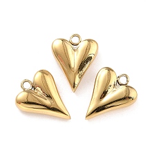 Honeyhandy Ion Plating(IP) 316 Surgical Stainless Steel Charms, Heart, Real 24K Gold Plated, 14.5x11x4mm, Hole: 1.6mm