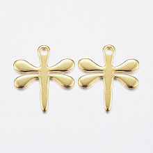 Honeyhandy 304 Stainless Steel Charms,  Dragonfly, Golden, 12x10.5x0.8mm, Hole: 1mm