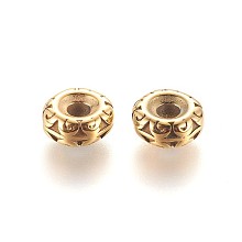 Honeyhandy 304 Stainless Steel Spacer Beads, Ion Plating (IP), Rondelle, Golden, 9.5x4mm, Hole: 3mm