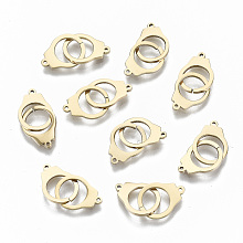 Honeyhandy 304 Stainless Steel Links Connectors, Laser Cut, Handcuffs Shape, Real 18K Gold Plated, 11.5x8.5x1mm, Hole: 0.8mm