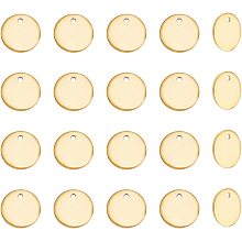 UNICRAFTALE About 50pcs Golden Vacuum Plating 304 Stainless Steel Blank Tag Pendant 12mm Stamping Blanks for Bracelet Earring Pendants Stamping Flat Round Charms for Jewelry Making