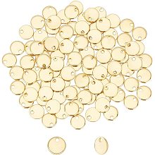 UNICRAFTALE About 100pcs 7mm Golden Charms Stainless Steel Stamping Blank Tag Charms Flat Round Pendants for Jewelry Making Hole 1.4 mm