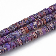 Honeyhandy Synthetic Imperial Jasper Beads Strands, Heishi Beads, Flat Round/Disc, Purple, 4~5x2~2.5mm, Hole: 0.5mm, about 173pcs/strand, 15.5 inch.