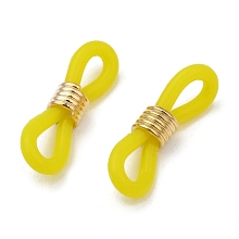 Honeyhandy Eyeglass Holders, Glasses Rubber Loop Ends, with Brass Findings, Golden, Yellow, 20x7mm