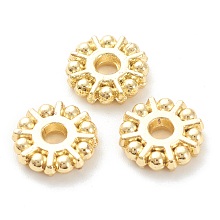 Honeyhandy Rack Plating Alloy Spacer Beads, Lead Free & Cadmium Free, Long-Lasting Plated, Flat Round, Real 18K Gold Plated, 8.5x2mm, Hole: 2mm