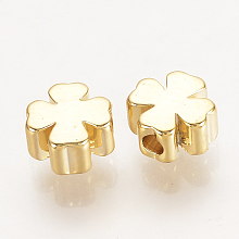 Honeyhandy Brass Spacer Beads, Nickel Free, Real 18K Gold Plated, Clover, 5x5x3mm, Hole: 1mm