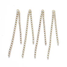 Honeyhandy Brass Rhinestone Cup Chains Tassel Big Pendants, Crystal, Golden, 70x4x2mm, Hole: 1.6mm