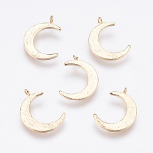 Honeyhandy Brass Pendants, Nickel Free, Real 18K Gold Plated, Moon, 16.5x12x3mm, Hole: 1mm