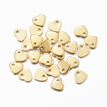 Honeyhandy 304 Stainless Steel Charms, Stamping Blank Tag, Heart, Golden, 5x6x1mm, Hole: 1mm