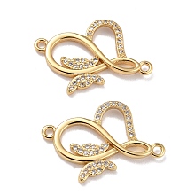 Honeyhandy Brass Micro Pave Clear Cubic Zirconia Links Connectors, Infinity with Butterfly, Real 18K Gold Plated, 18x25x2.5mm, Hole: 1.4mm