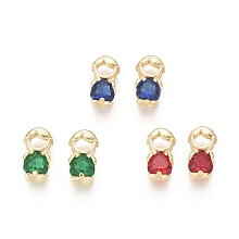 Honeyhandy Golden Plated Brass Charms, with Cubic Zirconia, Boy, Mixed Color, 11x6x3.5mm, Hole: 1x2mm