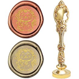 CRASPIRE Wax Seal Stamp Lucky Cat Sealing Wax Stamps with Alloy Handle 25mm Removable Brass Wedding Wax Seal for Envelopes Invitations Christmas Halloween Xmas Party Decoration