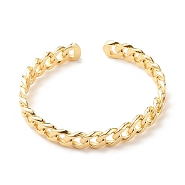 Honeyhandy Brass Curb Chain Shape Open Cuff Bangle for Women, Cadmium Free & Lead Free, Real 18K Gold Plated, Inner Diameter: 2 inch(4.95cm)