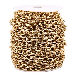 Honeyhandy Aluminium Cable Chains, Unwelded, with Spool, Golden, 12.5x9.5x2mm, about 65.62 Feet(20m)/Roll