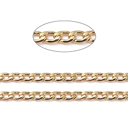 Honeyhandy Brass Curb Chains, Cuban Link Chains, Chunky Chains, Soldered, Long-Lasting Plated, with Spool, Real 18K Gold Plated, 9x6x1.5mm, about 16.4 Feet(5m)/roll