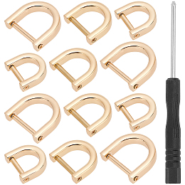 GORGECRAFT 1 Box 3 Sizes 12PCS Gold D-Rings Horseshoe Shape D Ring U Shape Screw in Shackle Semicircle Metal D Rings Leather Buckle Purse Holder with Small Screwdriver for Purses Crossbody Bag Craft