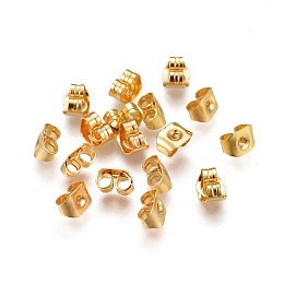 Honeyhandy Iron Ear Nuts, Butterfly Earring Backs for Post Earrings, Golden, 4.6~4.8x3.5x2.5mm, Hole: 0.6mm
