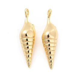 Honeyhandy Brass Pendants, Conch Charm, Real 18K Gold Plated, 22x6x5.5mm, Hole: 1.6mm