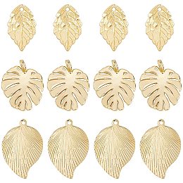 CHGCRAFT 18Pcs 3Styles Brass Leaf Vintage Charms Long Lasting Plated Brass Pendants for Necklace Bracelets Jewelry Making Handmade Crafts Making Charms Supply