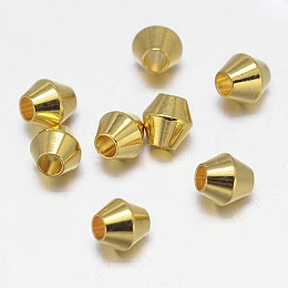 Honeyhandy Brass Spacer Beads, Bicone, Golden, 4x4mm, Hole: 1mm