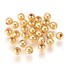 Honeyhandy Brass Beads, Long-Lasting Plated, Round, Golden, 3x2.5mm, Hole: 1.2mm