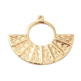 Honeyhandy Brass Pendants, Fan Charm, Real 18K Gold Plated, 30x37x1.4mm, Hole: 1.6mm