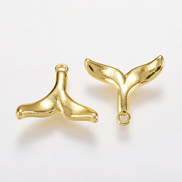 Honeyhandy Brass Charms, Whale Tail Shape Pendants, Golden, 13x14x2mm, Hole: 0.5mm