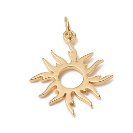 Honeyhandy Brass Solar Eclipse Pendants, with Jump Rings, Long-Lasting Plated, Sun, Golden, 21x18x1mm, Jump Ring: 5x0.7mm, Inner Diameter: 3.6mm