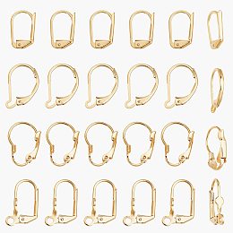 SUNNYCLUE 1 Box 24Pcs 4 Styles Leverback Earring Findings Leverback French Earring Hooks Wire Earring Findings for Jewelry Making Earring DIY Making, Golden