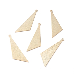 Honeyhandy Brass Charms, Triangle, Real 24K Gold Plated, 40x11.5x0.5mm, Hole: 1.4mm