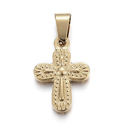 Honeyhandy 304 Stainless Steel Pendants, Cross, Golden, 19x13x3mm, Hole: 5x7mm