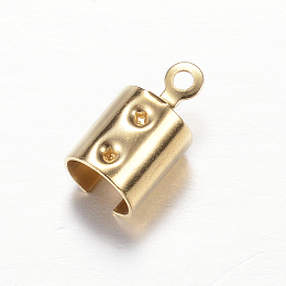 Honeyhandy Ion Plating(IP) 304 Stainless Steel Cord Ends, End Caps, Golden, 12x6.5x6.5mm, Hole: 1.2mm
