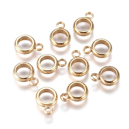 Honeyhandy 304 Stainless Steel Tube Bails, Loop Bails, Ring, Real 24k Gold Plated, 8.5x6x2.5mm, Hole: 2mm, Inner Diameter: 4mm