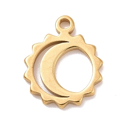 Honeyhandy 304 Stainless Steel Charms, Sun with Moon Charms, Golden, 11.5x9.5x1mm, Hole: 1.2mm