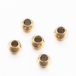 Honeyhandy Ion Plating(IP) 304 Stainless Steel Beads, Round, Golden, 2x1.2mm, Hole: 1mm