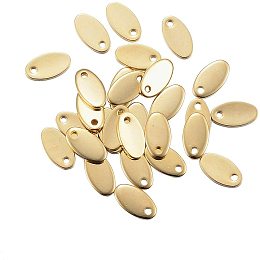 PandaHall Elite 100PCS 1mm Oval Stamping Blank Tags Golden Stainless Steel Blank Charms Oval Shape Pendants Charms for Chain Tab Bracelets Necklaces Jewelry Making