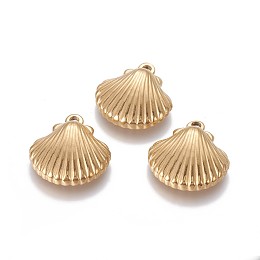 Honeyhandy 304 Stainless Steel Pendants, Scallop Shell Shape, Golden, 20.7~21.3x20~20.3x5.6mm, Hole: 1.8~2mm