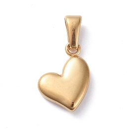 Honeyhandy 304 Stainless Steel Charms, Puffed Heart, Golden, 14x10x3mm, Hole: 6x2.5mm