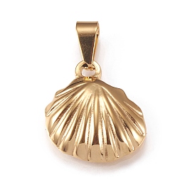 Honeyhandy 304 Stainless Steel Pendants, Scallop Shape, Golden, 20x19x4mm, Hole: 9x3mm