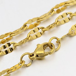 Honeyhandy 304 Stainless Steel Dapped Cable Chain Necklaces, with Lobster Claw Clasps, Golden, 23.4 inch(59.4cm), 3.5mm