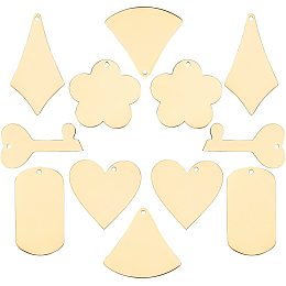 SUNNYCLUE 1 Box 6 Patterns Stainless Steel Charms Flat Metal Charms Blank Stamping Tag Alloy Pendant Heart Kite Flower Shape Jewelry Making for DIY Supplies Accessories, Golden