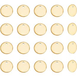 UNICRAFTALE About 50pcs Golden Vacuum Plating 304 Stainless Steel Blank Tag Pendant 12mm Stamping Blanks for Bracelet Earring Pendants Stamping Flat Round Charms for Jewelry Making