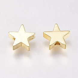 Honeyhandy Brass Beads, Star, Golden, 8x8x2.5mm, Hole: 1.5mm