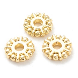 Honeyhandy Rack Plating Alloy Spacer Beads, Lead Free & Cadmium Free, Long-Lasting Plated, Flat Round, Real 18K Gold Plated, 8.5x2mm, Hole: 2mm