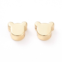 Honeyhandy Brass Beads, Long-Lasting Plated, Bear, Real 18K Gold Plated, 5x6x3mm, Hole: 1.2mm