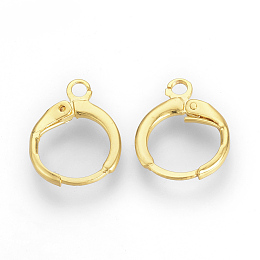 Honeyhandy Brass Leverback Earring Findings, with Loop, Golden, 15x11.5x2mm, Hole: 2mm, Pin: 1mm