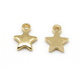 Honeyhandy Brass Charms, Star, Real 18K Gold Plated, 6x4.5x1mm, Hole: 0.5mm