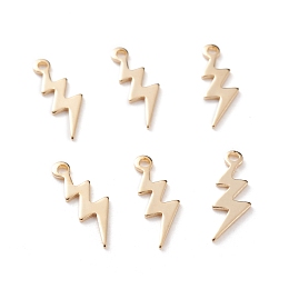 Honeyhandy Brass Charms, Lightning, Real 24K Gold Plated, 12x4x0.5mm, Hole: 1mm